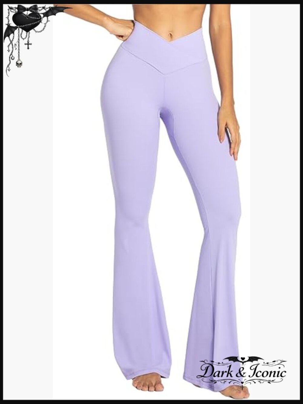 High-Waisted Crossover Flare Leggings with Tummy Control - Yoga Pants